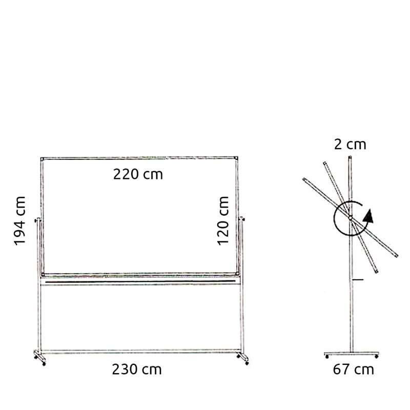Svingtavle, whiteboardtavle til intensivt brug på mobilt stativ - 8 størrelser - 120x220 cm #5