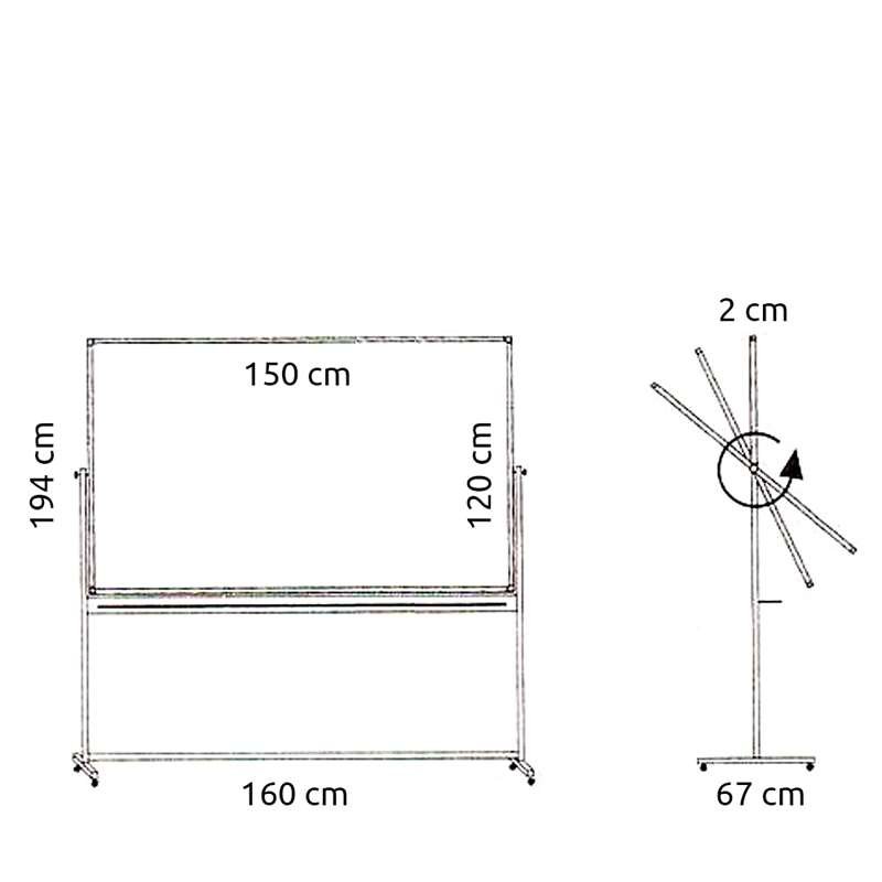 Svingtavle, whiteboardtavle til intensivt brug på mobilt stativ - 8 størrelser - 120x150 cm #5