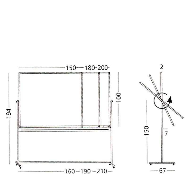 Svingtavle, whiteboardtavle til intensivt brug på mobilt stativ - 8 størrelser - 100x150 cm #5
