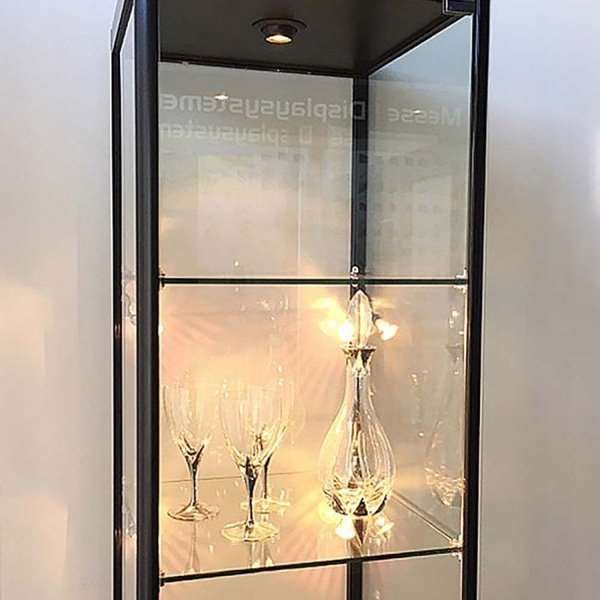 Vitrine glasskab - Showcase Tower Solo glasmontre med underskab, LED lys og lås - sort #5