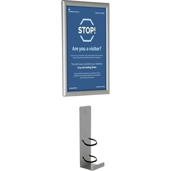 Vægmonteret holder til håndsprit dispenser og A3 Klikramme #1
