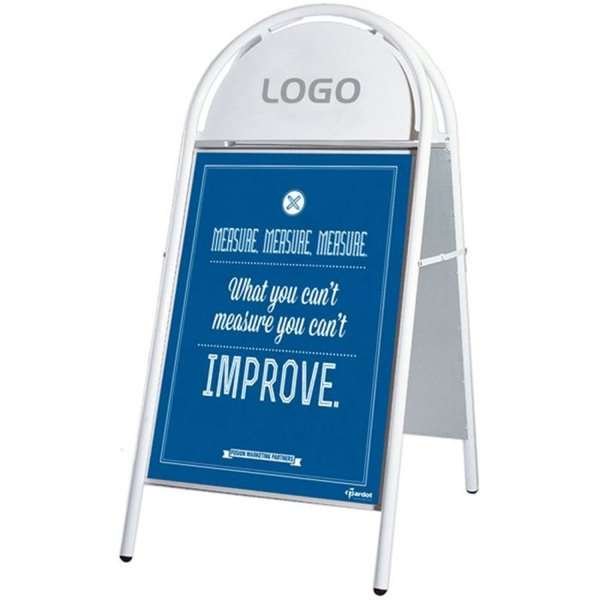 Expo Gotik Gadeskilt med logoplade - 70x100 cm - hvid #2