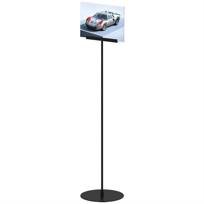 Design Stand, gulv skilt med akrylholder horisontal A4, sort #1