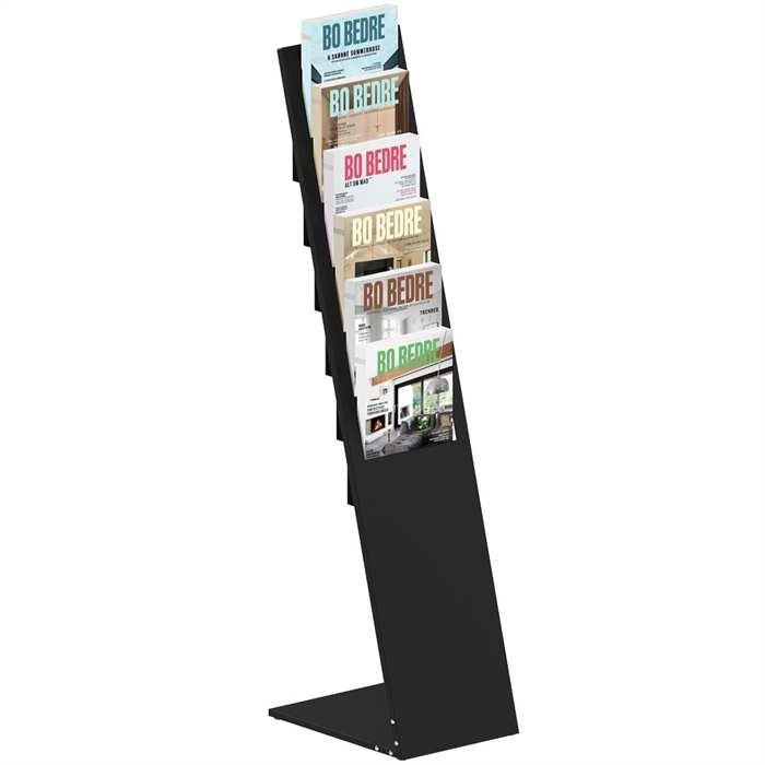 Design Stand brochureholder i stål  A4/M65 med 6/12 rum, sort #1