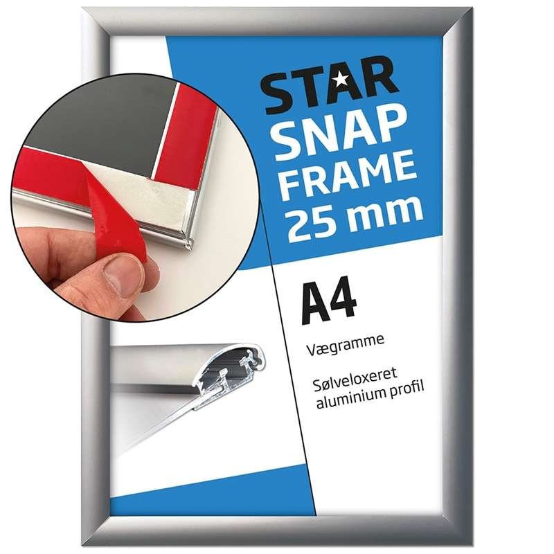 Klikramme Fast-Fix med 25mm aluminium profil, sølv - A4 #1
