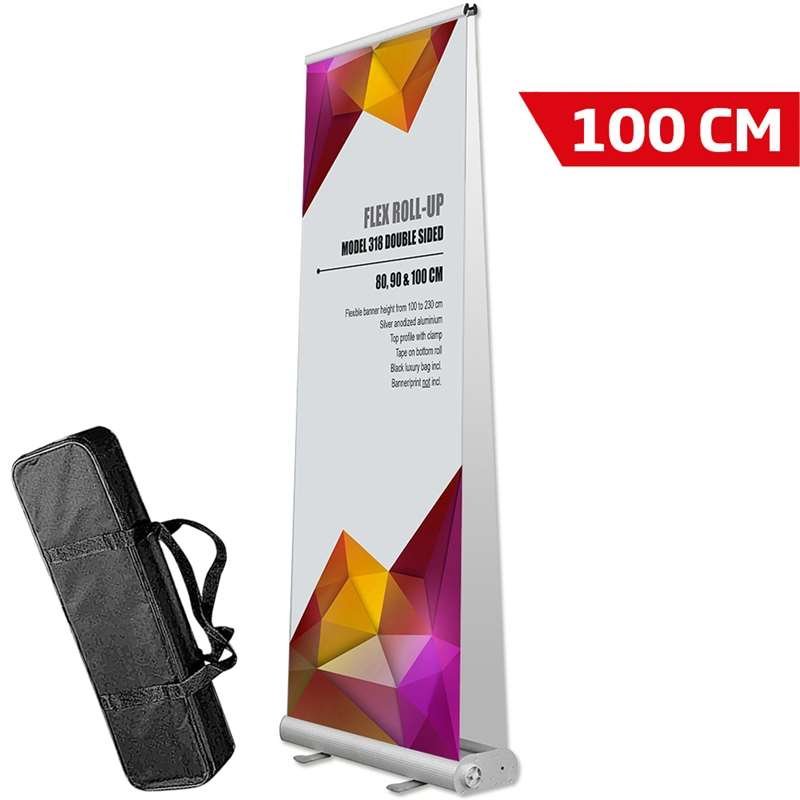 Flex Roll-up, dobbeltsidet, alu/sølv, 100 x 230 cm, med taske #1