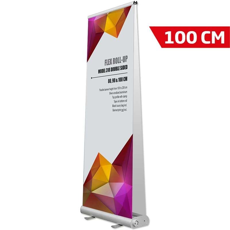 Flex Roll-up kassette, dobbeltsidet, alu/sølv, 100 cm #1