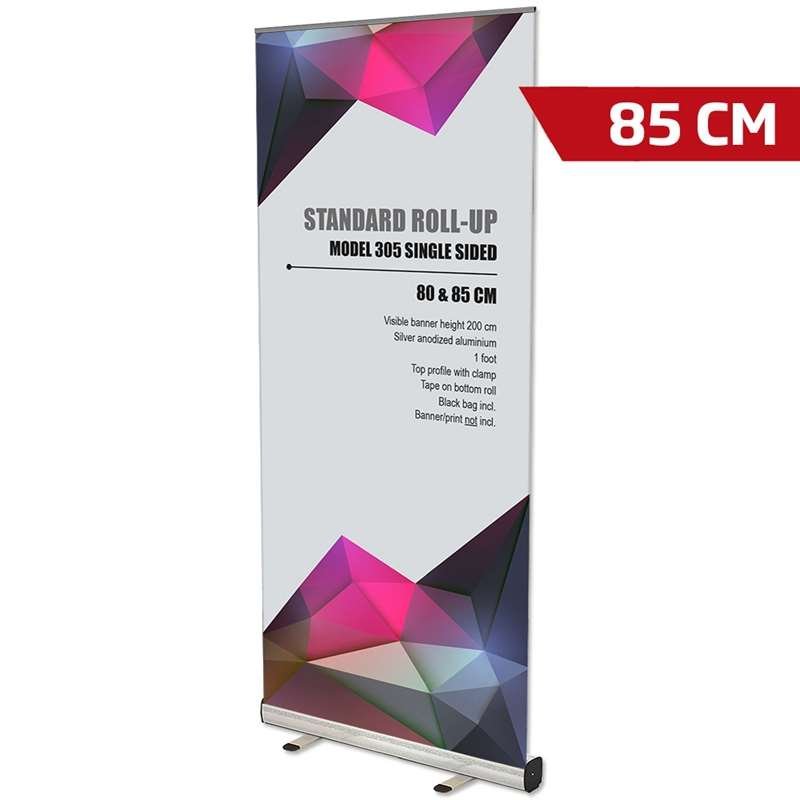 Standard Roll-up kassette, enkeltsidet, alu/sølv, 85 cm, inkl. taske #1