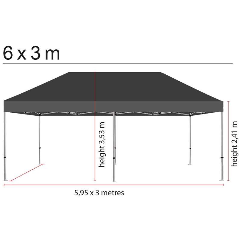 Top til pavillion/eventtelt lux i vandtæt polyester, sort - 3x6 m #2