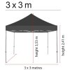 Pavillion/eventtelt lux i vandtæt polyester, sølv/sort - 3x3 m #2