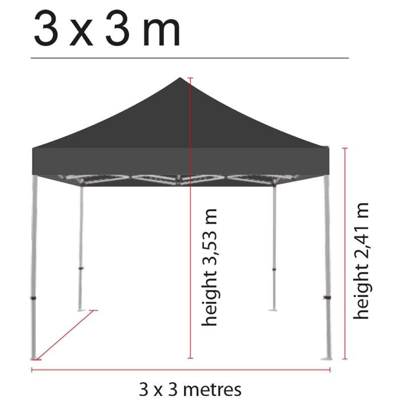 Pavillion/eventtelt lux i vandtæt polyester, sølv/sort - 3x3 m #2