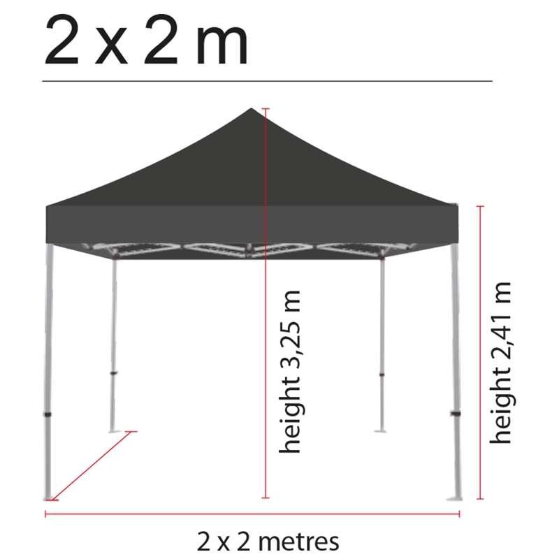 Top til pavillion/eventtelt lux i vandtæt polyester, sort - 2x2 m #4