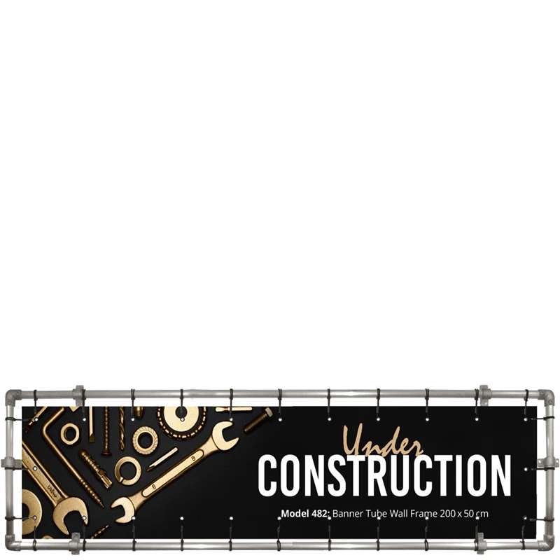 Banner Tube Wall Frame, ramme med vægbeslag, af 48 mm alurør, 200 x 50 cm #1