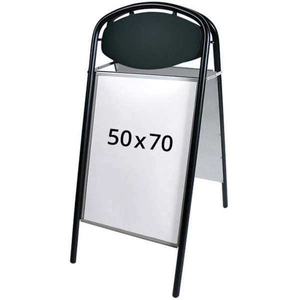 Expo Ellipse Gadeskilt med logoplade - 50x70 cm - sort #3