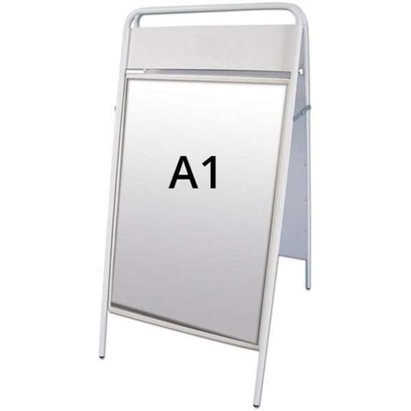 Expo Sign Gadeskilt med logoplade - A1 - hvid #1