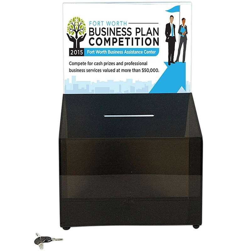 Tip-boks med  akrylholder til info - sort - A4