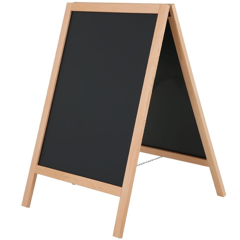 Wooden A-skilt, lys bøg, med ståltavle, 46 x 68 cm #2