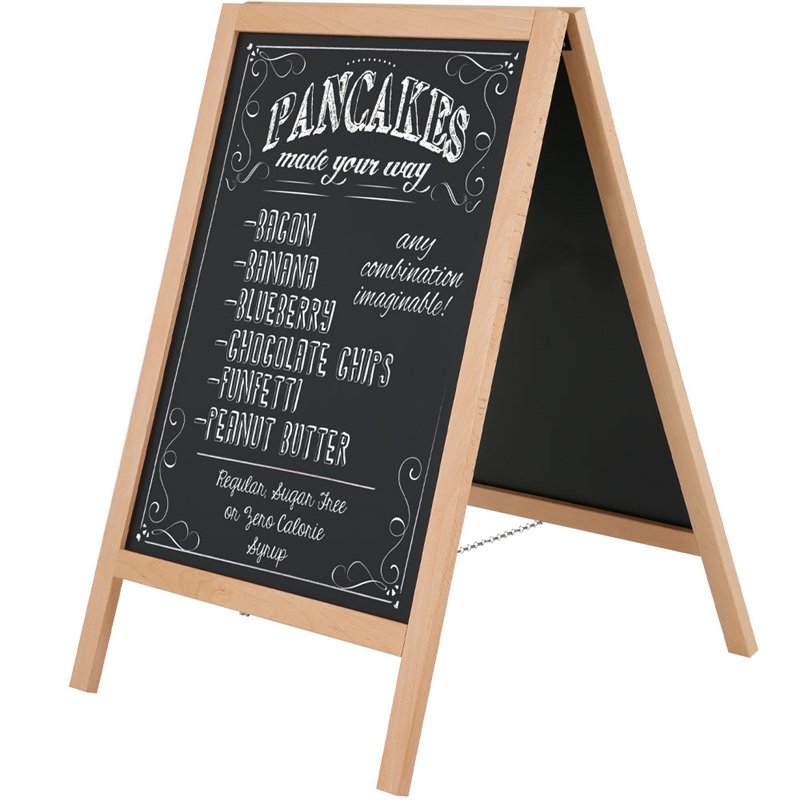 Wooden A-skilt, lys bøg, med ståltavle, 46 x 68 cm #1