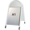 New Gotik Lux Gadeskilt med logoplade og hjul - A1 - hvid #1