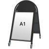 New Gotik Lux Gadeskilt med logoplade og hjul - A1 - sort #1