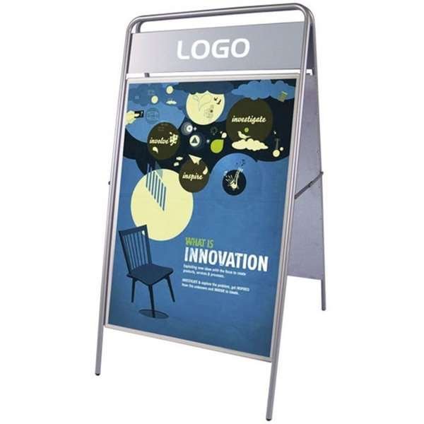 Expo Sign Gadeskilt med logoplade - 70x100 cm - sølv #2
