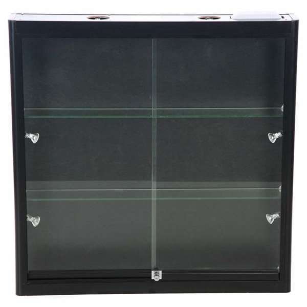 Vitrine glasskab - Showcase Wall Duo glasmontre med LED lys og lås - sort #7