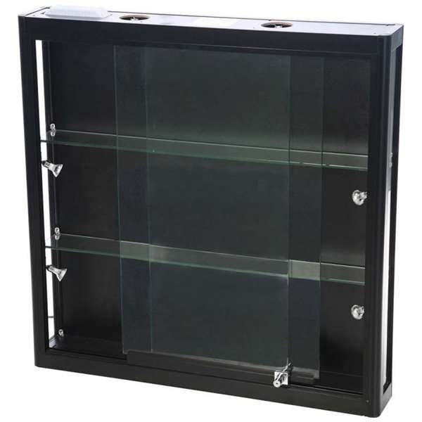 Vitrine glasskab - Showcase Wall Duo glasmontre med LED lys og lås - sort #6