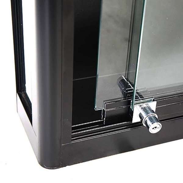Vitrine glasskab - Showcase Wall Duo glasmontre med LED lys og lås - sort #4