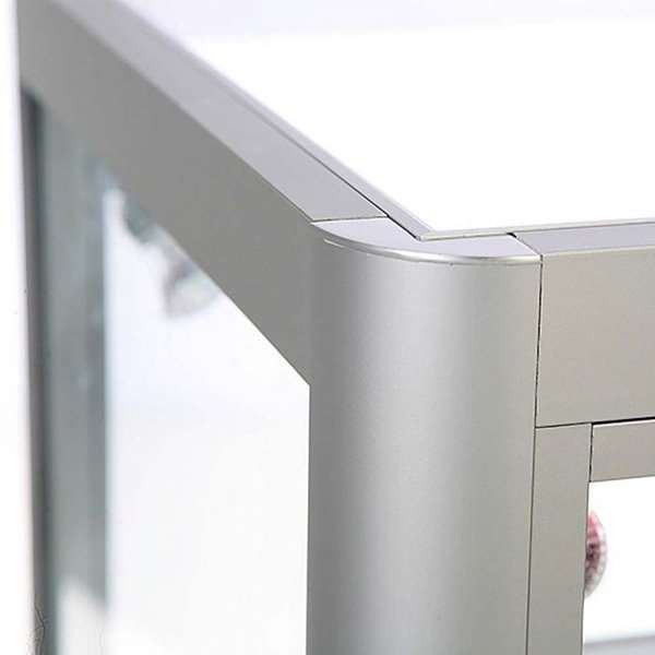 Vitrine glasskab - Showcase Desk Duo glasmontre med LED lys og lås - sølv #2