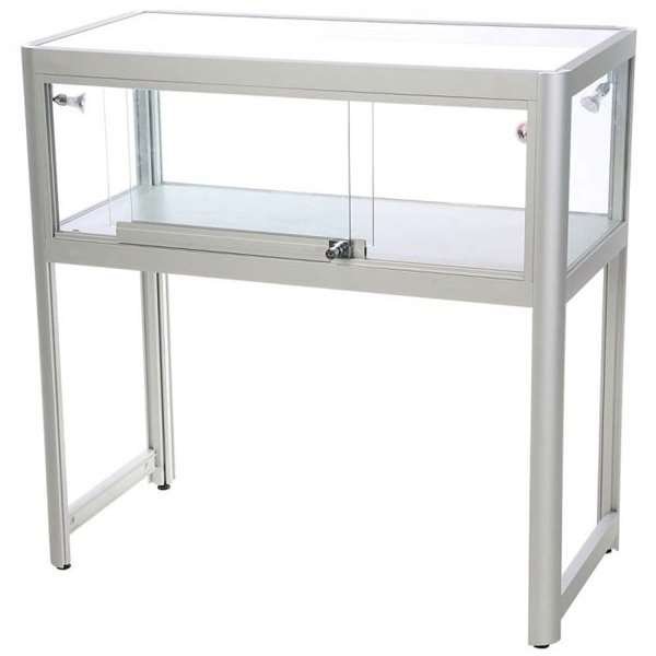 Vitrine glasskab - Showcase Desk Duo glasmontre med LED lys og lås - sølv #4