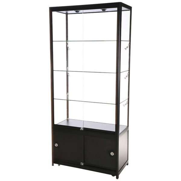 Vitrine glasskab - Showcase Tower Duo glasmontre med underskab, LED lys og lås - sort #6