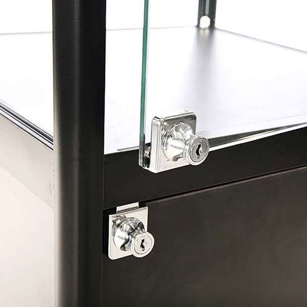Vitrine glasskab - Showcase Tower Solo glasmontre med underskab, LED lys og lås - sort #9