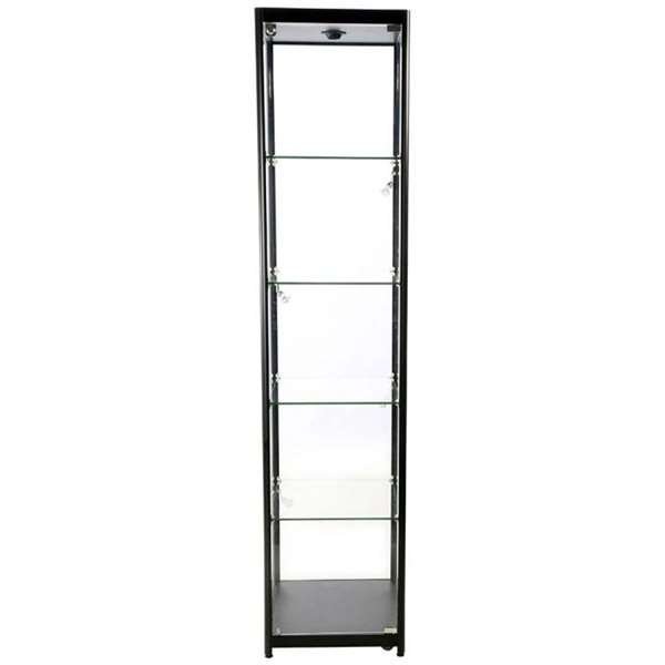 Vitrine glasskab - Showcase Tower Solo glasmontre med LED lys og lås - sort #10