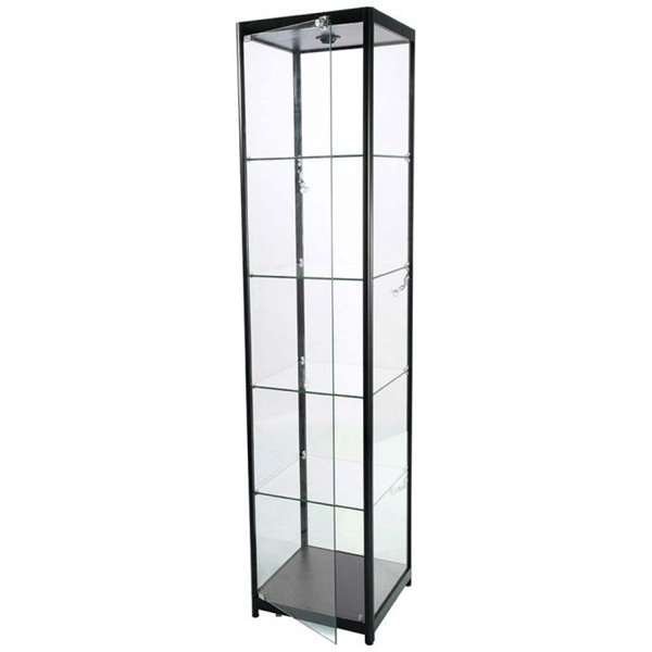 Vitrine glasskab - Showcase Tower Solo glasmontre med LED lys og lås - sort #8