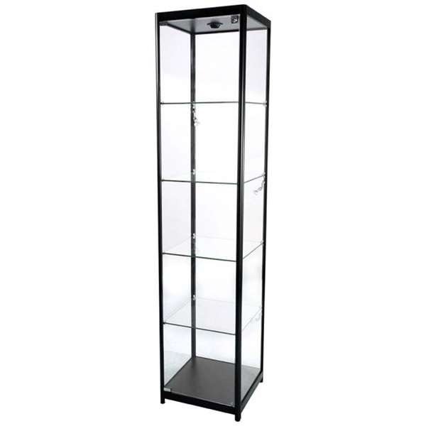Vitrine glasskab - Showcase Tower Solo glasmontre med LED lys og lås - sort #1