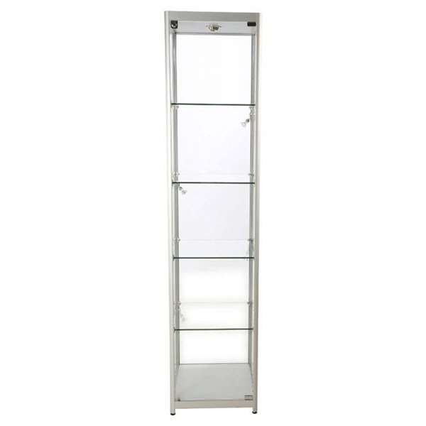 Vitrine glasskab - Showcase Tower Solo glasmontre med LED lys og lås - sølv #10