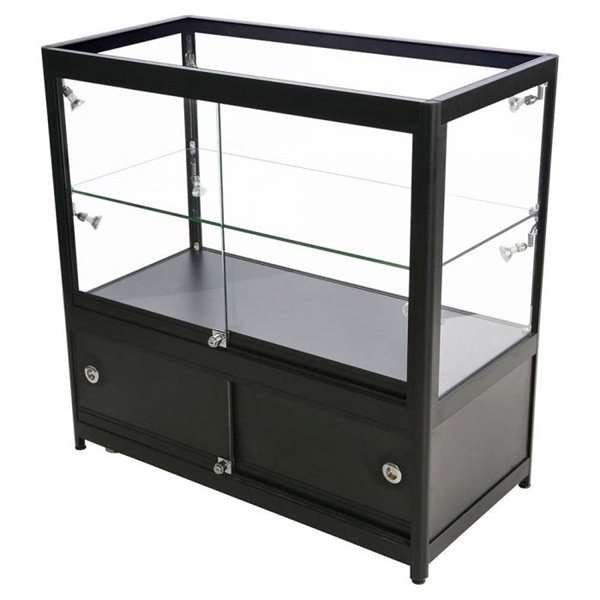 Vitrine glasskab - Showcase Counter Duo glasmontre med underskab, LED lys og lås - sort #5