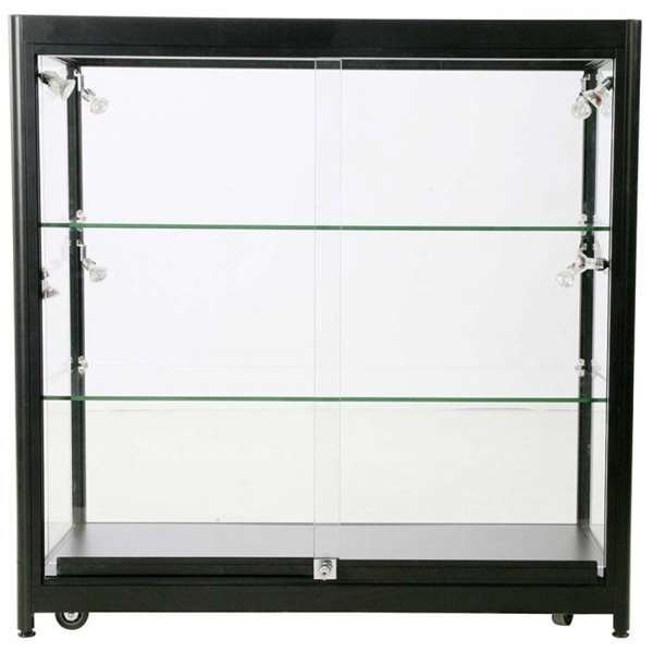 Vitrine glasskab - Showcase Counter Duo glasmontre med LED lys og lås - sort #2