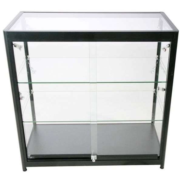 Vitrine glasskab - Showcase Counter Duo glasmontre med LED lys og lås - sort #9