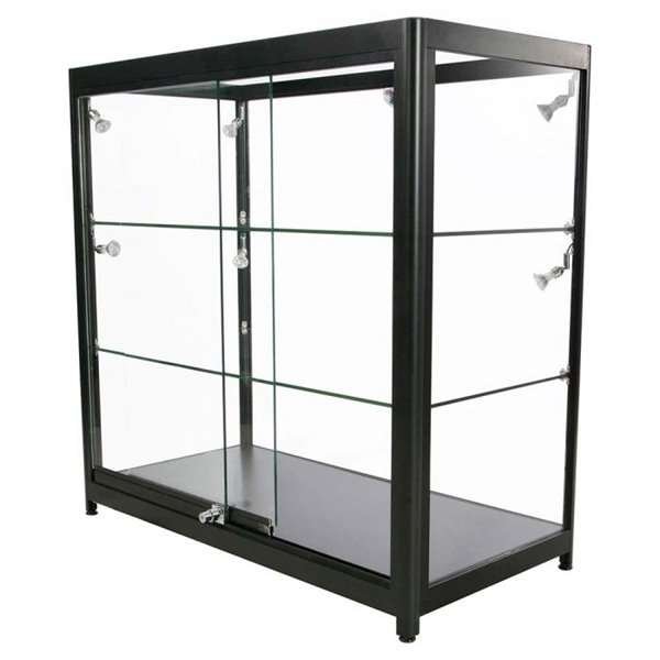 Vitrine glasskab - Showcase Counter Duo glasmontre med LED lys og lås - sort #1