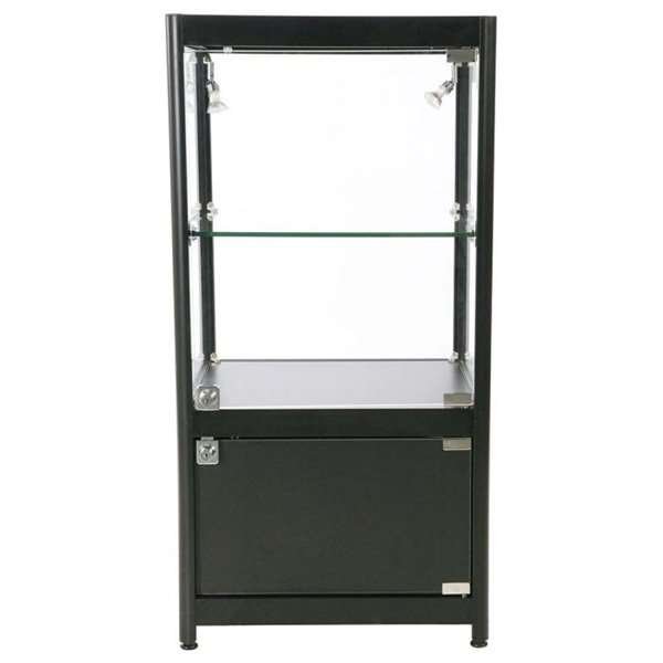 Vitrine glasskab - Showcase Counter Solo glasmontre med underskab, LED lys og lås - sort #9