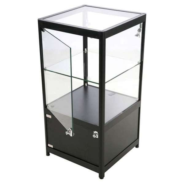 Vitrine glasskab - Showcase Counter Solo glasmontre med underskab, LED lys og lås - sort #8