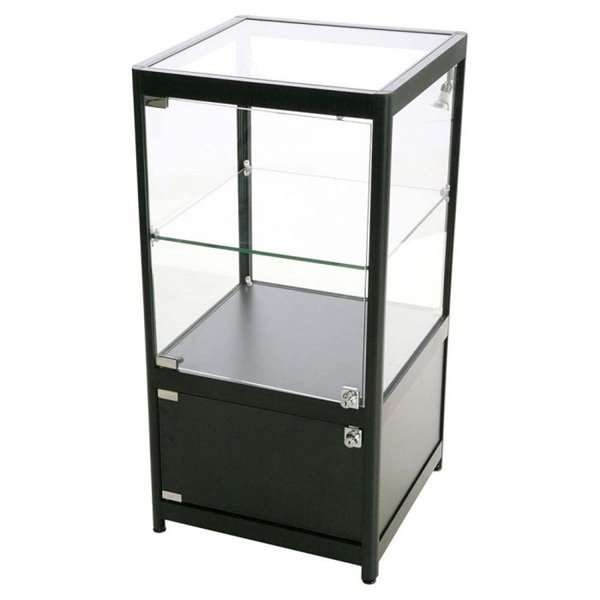 Vitrine glasskab - Showcase Counter Solo glasmontre med underskab, LED lys og lås - sort #1