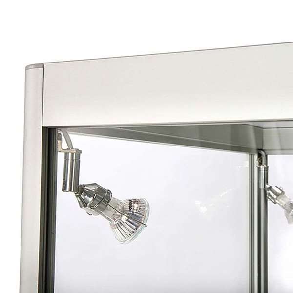 Vitrine glasskab - Showcase Counter Solo glasmontre med underskab, LED lys og lås - sølv #6
