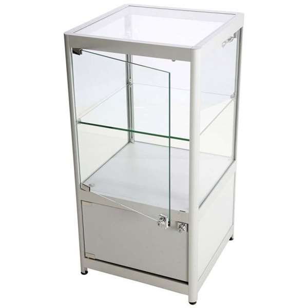 Vitrine glasskab - Showcase Counter Solo glasmontre med underskab, LED lys og lås - sølv #4