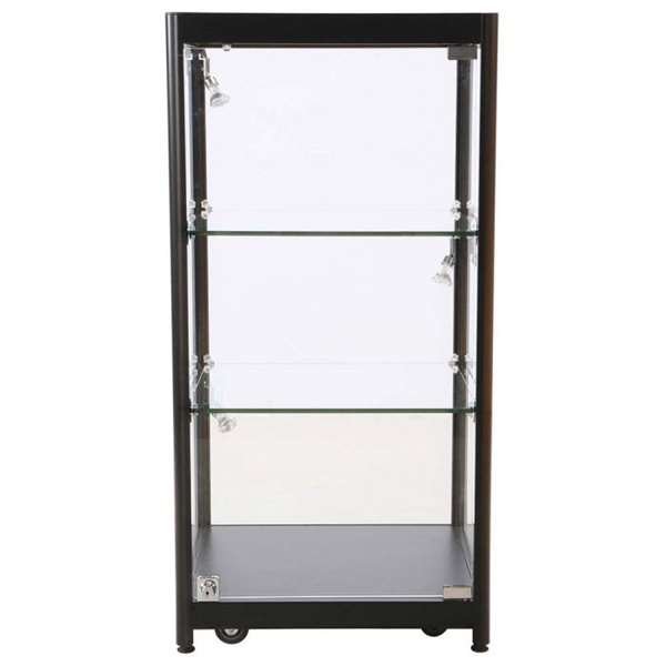 Vitrine glasskab - Showcase Counter Solo glasmontre med LED lys og lås  sort #10