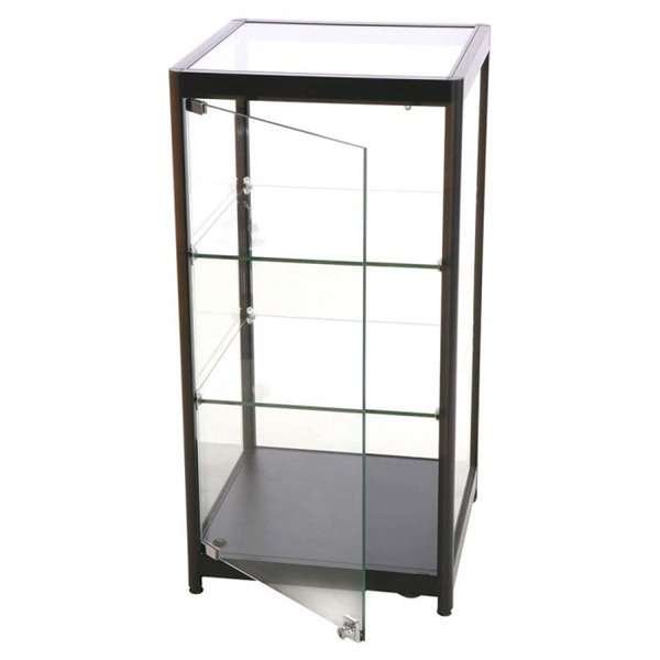 Vitrine glasskab - Showcase Counter Solo glasmontre med LED lys og lås  sort #9