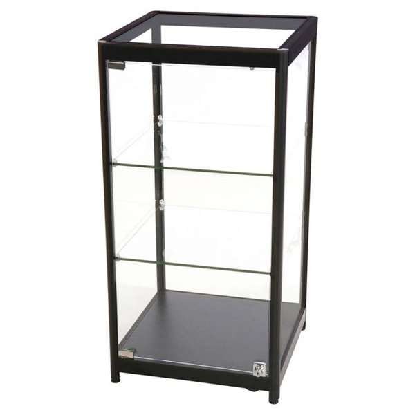 Vitrine glasskab - Showcase Counter Solo glasmontre med LED lys og lås  sort #1