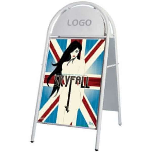 Expo Gotik Lux Gadeskilt med logoplade - 70x100 cm - hvid #2