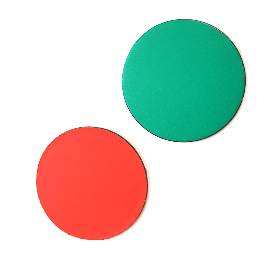 Vendbar magnet &Oslash;25mm r&oslash;d/gr&oslash;n